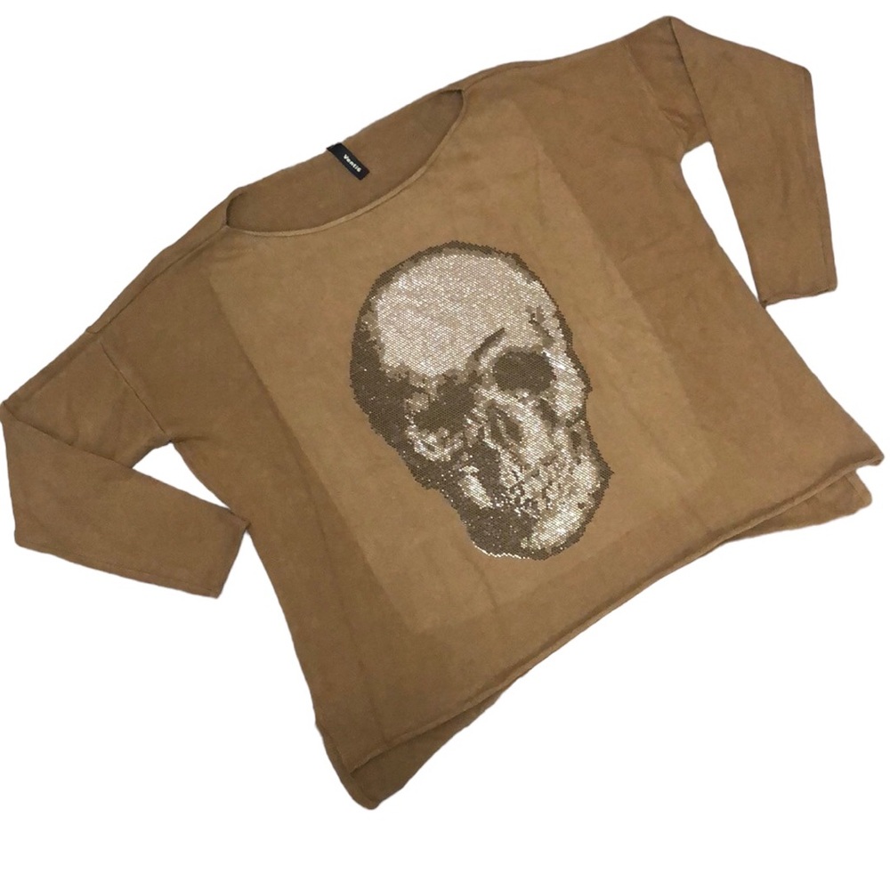 Venti6 | Italian Designer Jeweled Skull Sweater
